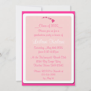 Invitations de graduation Hawaii îles roses Custom