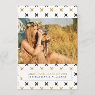 Invitations de graduation moderne Black and Gold