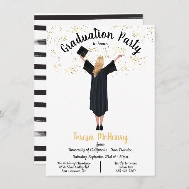Invitations de Graduation Portrait personnalisées (Devant / Derrière)