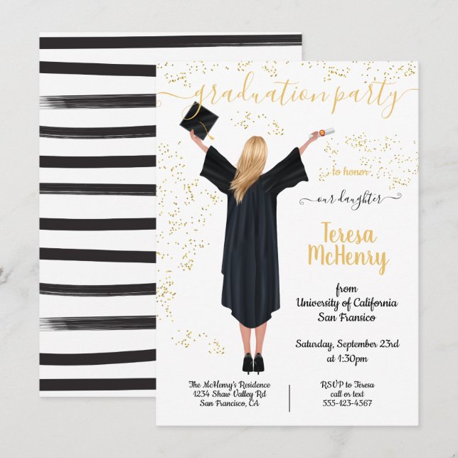 Invitations de Graduation Portrait personnalisées (Devant / Derrière)