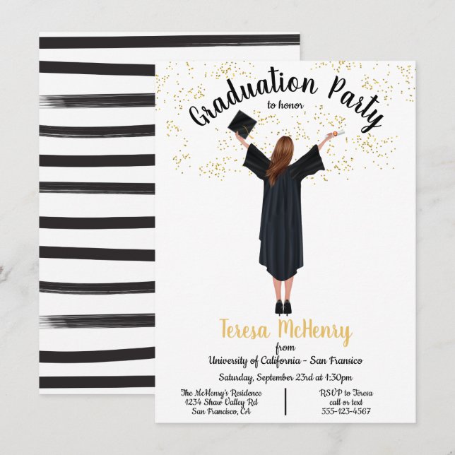 Invitations de Graduation Portrait personnalisées (Devant / Derrière)