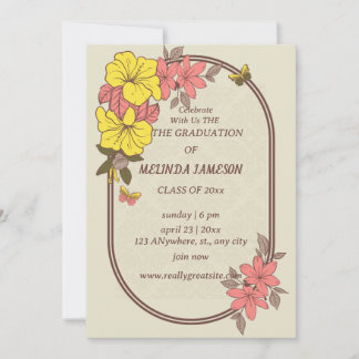 Invitations de graduation Super de fleurs rétrospe