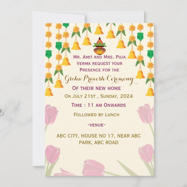 Invitations de Griha Pravesh (Devant)