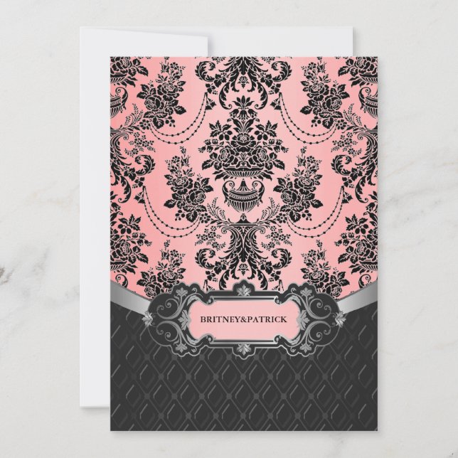 Invitations de Guava Rose rose et noir Mariage dam (Devant)