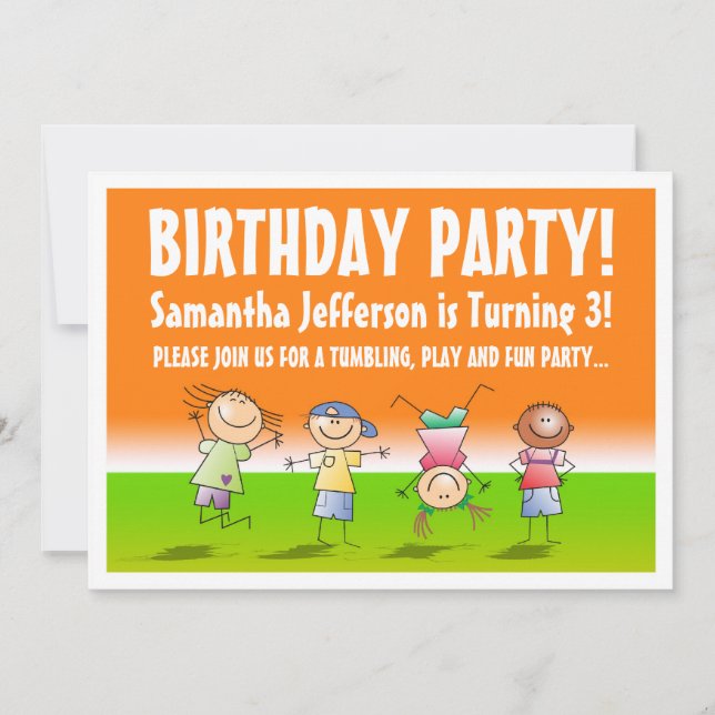 Invitations de gymnase Orange et Green Tumbling (Devant)