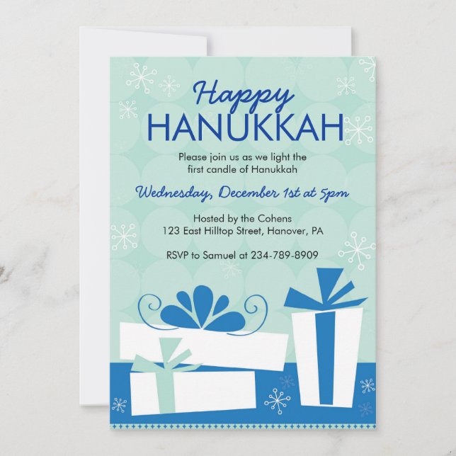 Invitations de Hanoukka Party avec cadeaux (Devant)