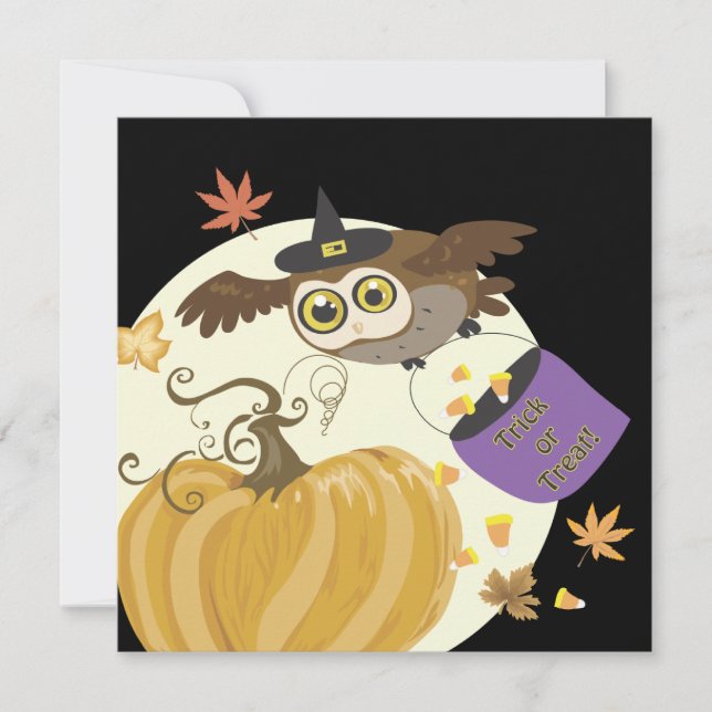 Invitations de hibou de fête d'Halloween (Devant)