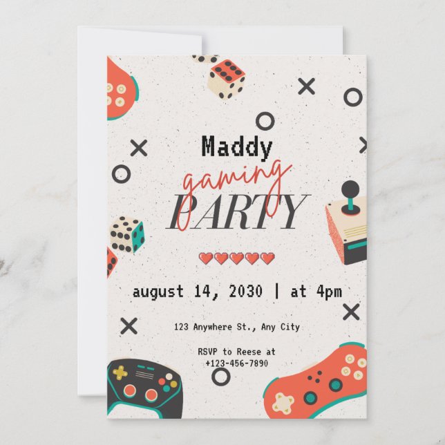 Invitations De Jeu Vidéo Pour La Fête D'Anniversai (Devant)