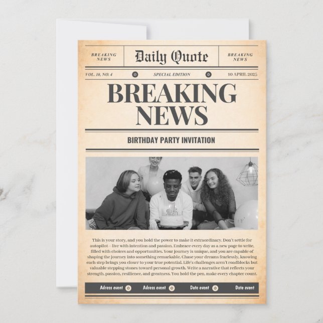 invitations de journaux en première page de l'actu (Devant)
