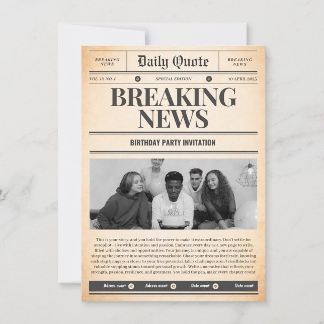 invitations de journaux en première page de l'actu (Devant)
