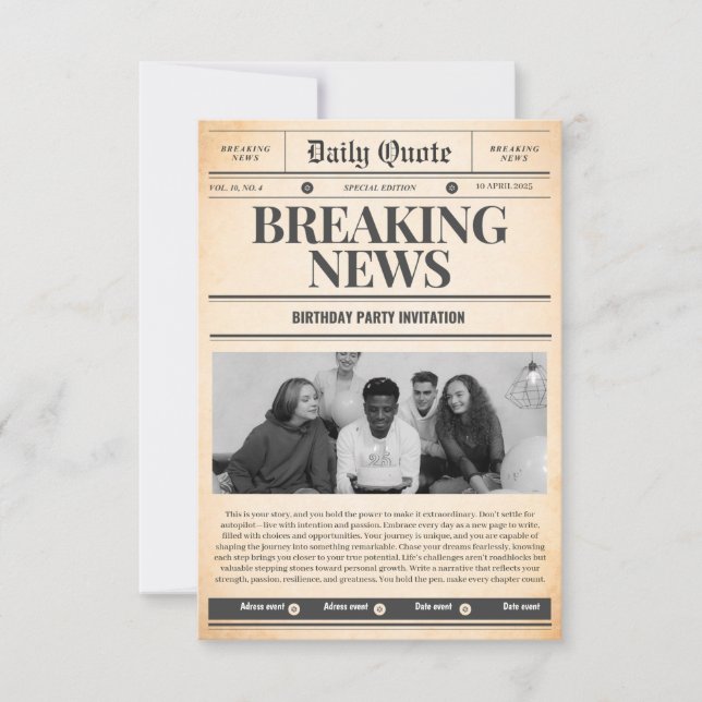 invitations de journaux en première page de l'actu (Devant)