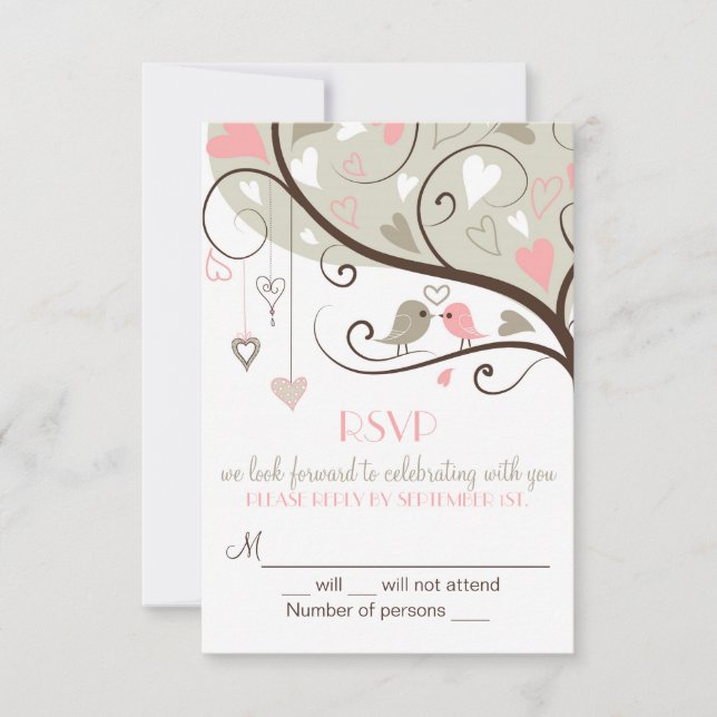 Invitations de la carte Mariage RSVP rose et gris  (Devant)