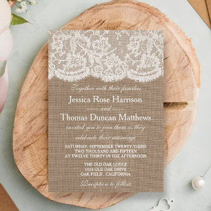 Invitations de la collection de Mariages Burlap &