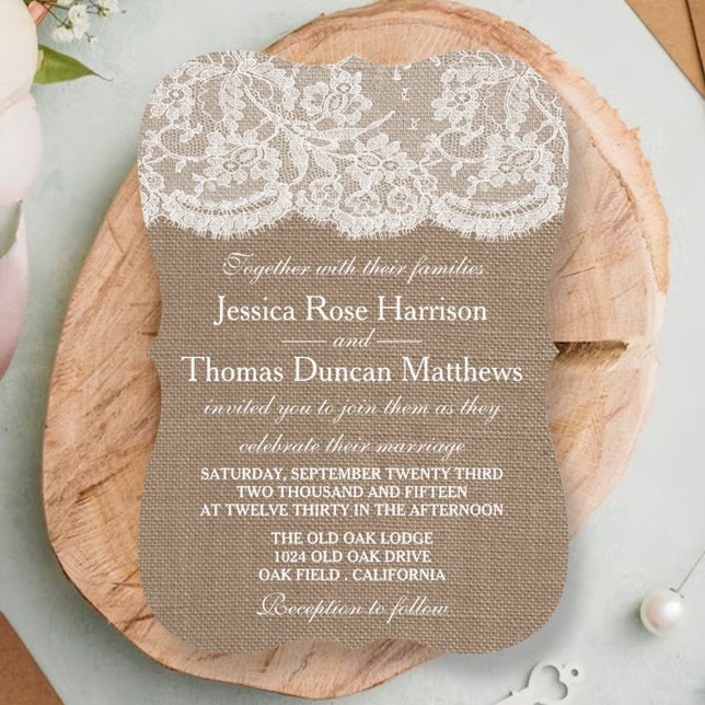 Invitations de la collection de Mariages Burlap &  (Créateur téléchargé)