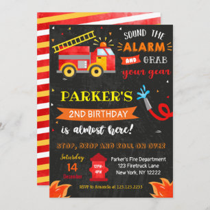 Invitations de la fête d'anniversaire de Firetruck