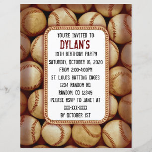 Invitations de la fête d'anniversaire du baseball
