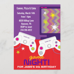Invitations de la fête d'anniversaire du jeu vidéo