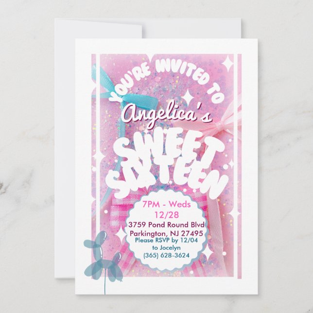 Invitations de la fête d'anniversaire du Sweet six (Devant)
