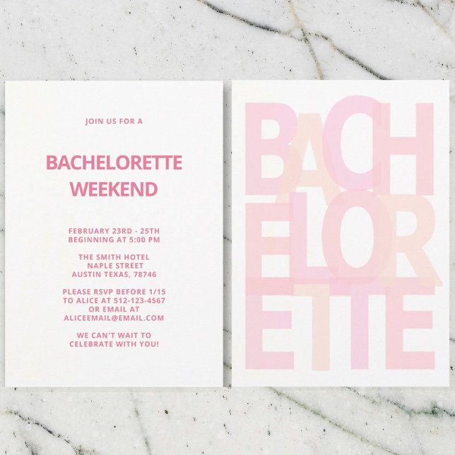 Invitations de la fête de Bachelorette rose (Créateur téléchargé)