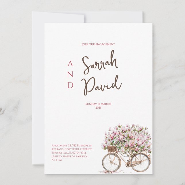 Invitations de la fête de fiançailles de fleurs ro (Devant)