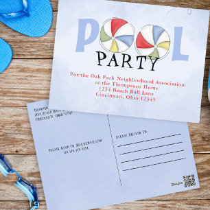Invitations de la fête de la piscine d'aquarelle d
