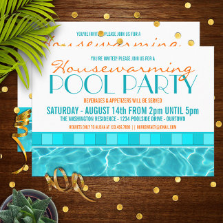 Invitations de la fête de la piscine de réchauffem
