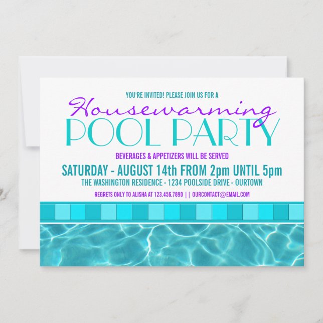 Invitations de la fête de la piscine de réchauffem (Devant)