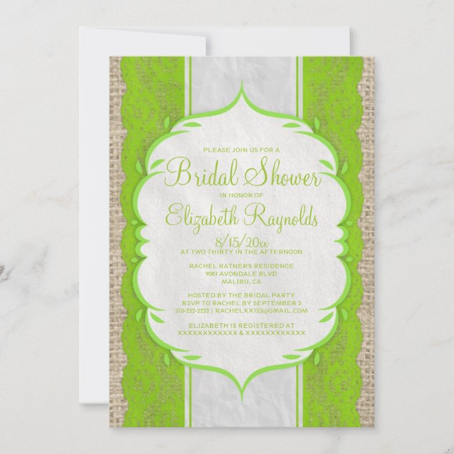 Invitations de la Fête de l'mariée de dentelle Bur (Devant)