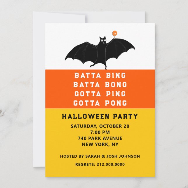 Invitations de la fête de Ping-Pong Halloween (Devant)