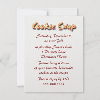 Invitations de la fête d'échange de cookies de vac