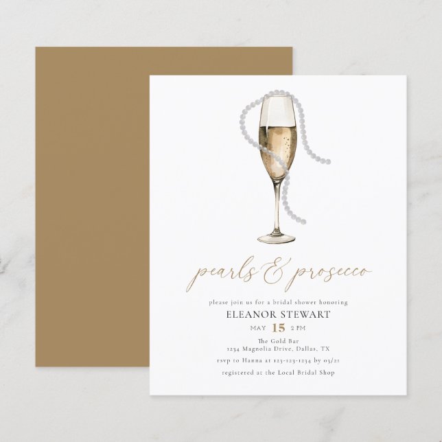 Invitations de la Fête des mariées Budget Pearls e (Devant / Derrière)