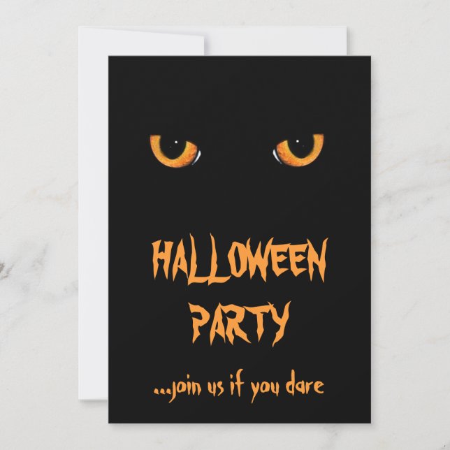 Invitations de la fête d'Halloween Chat Noir (Devant)