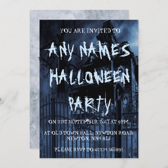 Invitations de la fête d'Halloween personnalisées (Devant / Derrière)