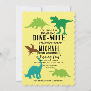 Invitations de la fête Dino-Mite - Dinosaure Roari