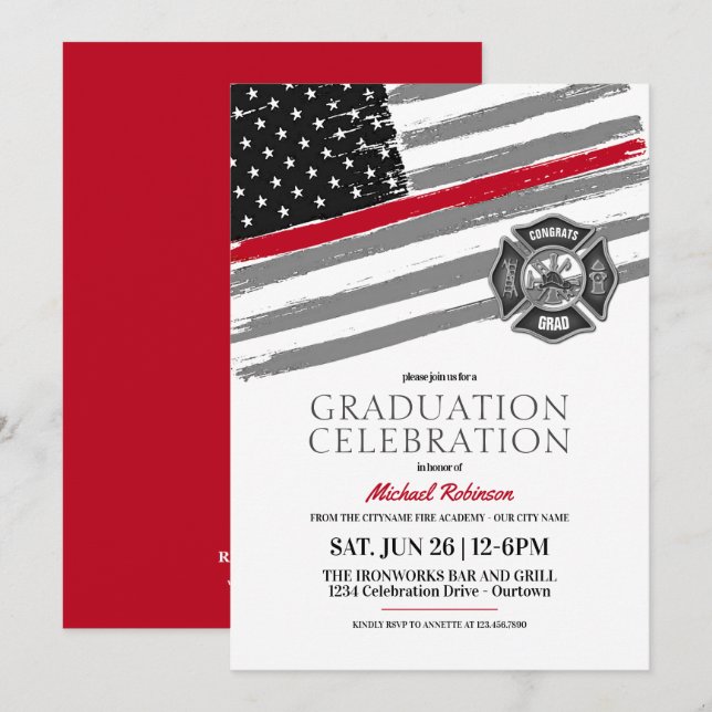 Invitations de la fête d'obtention du diplôme de p (Devant / Derrière)