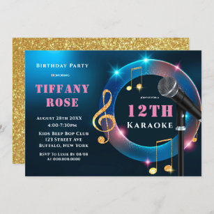 Invitations de la fête du 12e anniversaire Karaoke