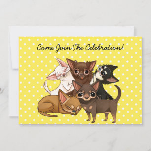 Invitations de la fête du Chihuahua jaune