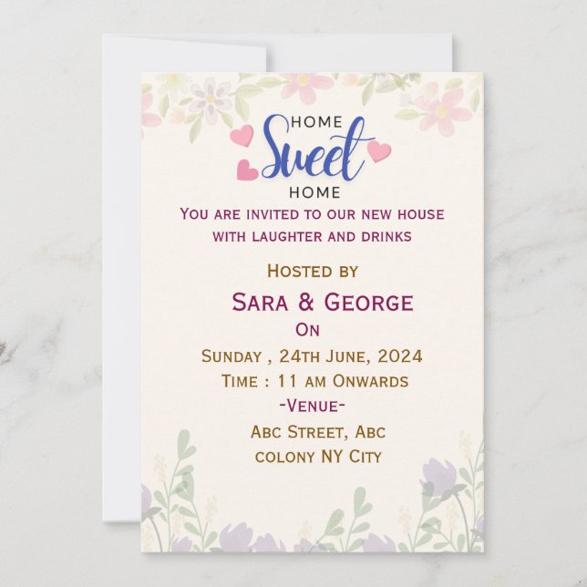 Invitations de la Fête du réchauffement du foyer (Devant)