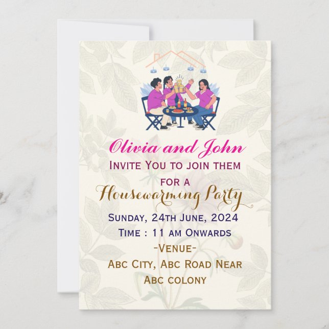 Invitations de la Fête du réchauffement du foyer (Devant)