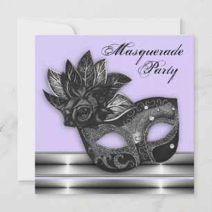 Invitations de la fête mascarade violet de lavande