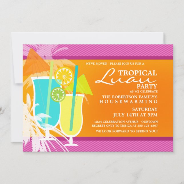 Invitations de la Fête Tropical Luau (Devant)