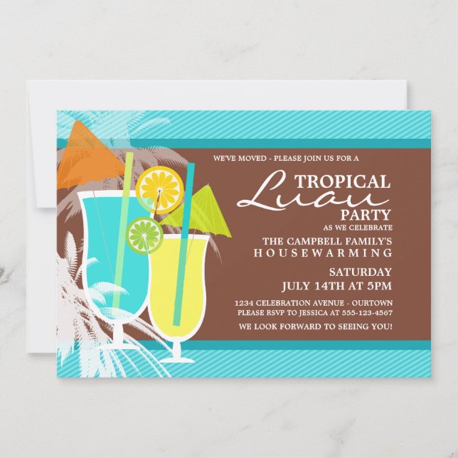 Invitations de la Fête Tropical Luau (Devant)