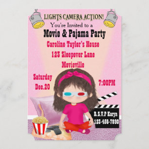 Invitations de la Fille Movie et du Pajama Party