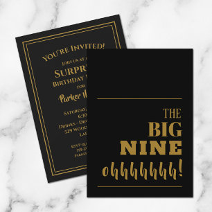 Invitations de la grande 90 Black Gold Birthday Pa