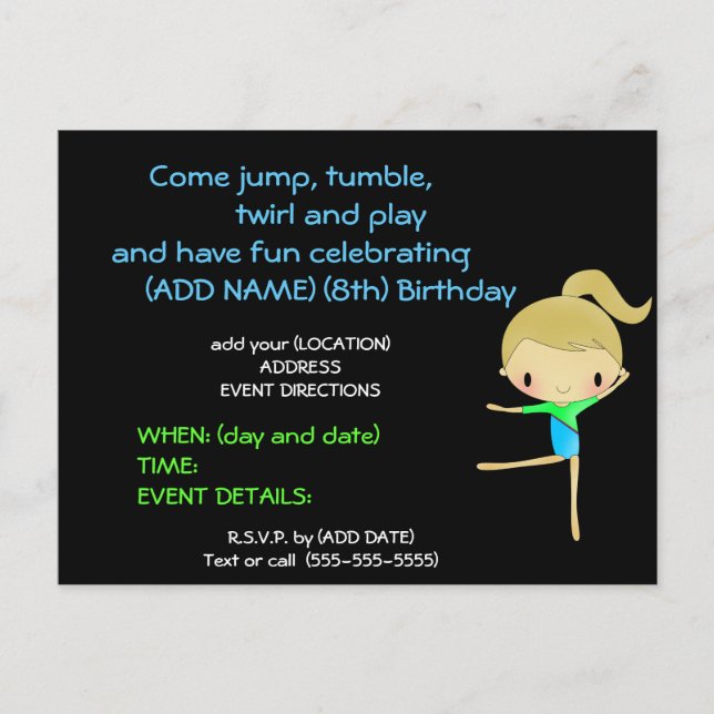 Invitations de la Gymnastique personnalisée (Devant)
