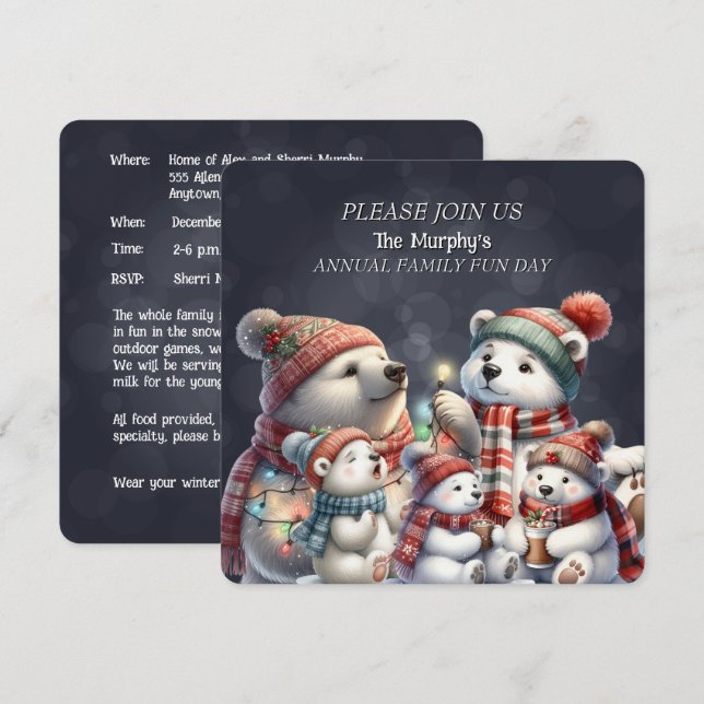 Invitations de la journée de plaisir de la famille (Devant / Derrière)