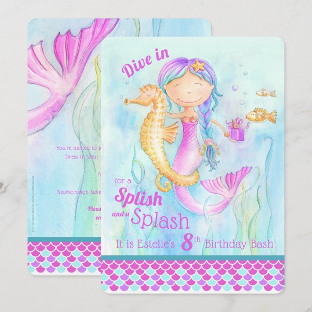 Invitations de la Mermaid Bird pool (Devant / Derrière)