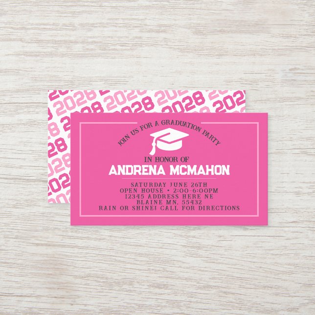 Invitations de la mini-graduation rose unique (Hot Pink and White Mini Graduation Invites for Friends, Team Mates or as Inserts!)