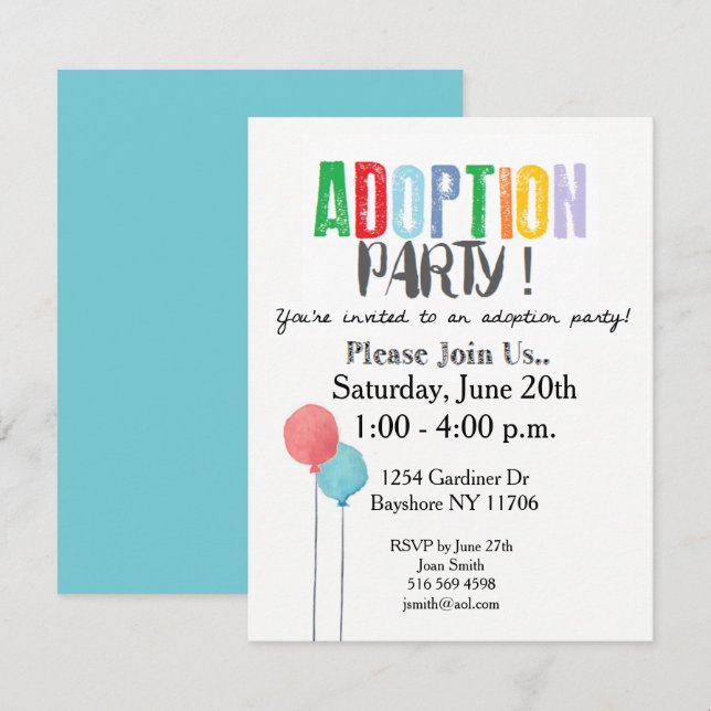 Invitations de la partie Adoption (Devant / Derrière)