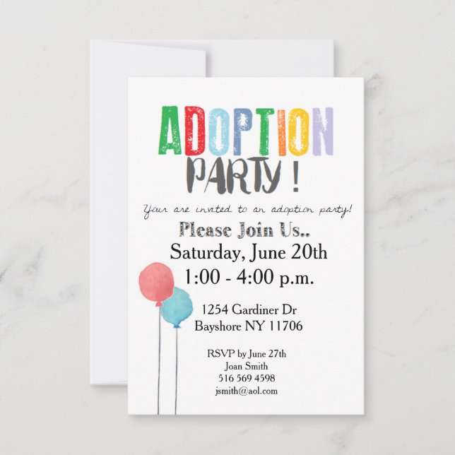 Invitations de la partie Adoption (Devant)